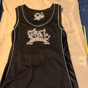 Black Sleeveless Dress with Graphic Design